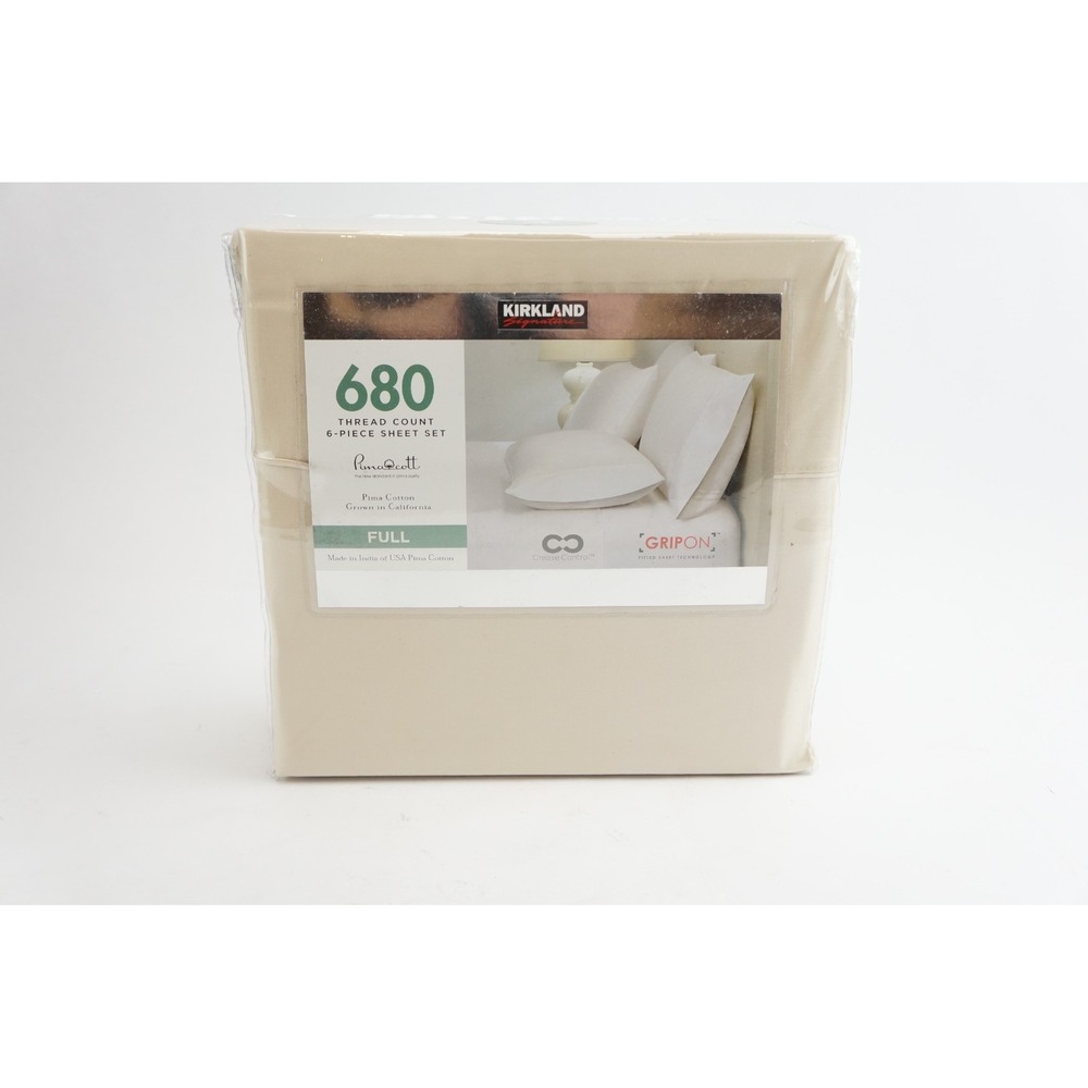 6pc Kirkland Signature 680 Thread Count Sheet Set Full Size Oatmeal